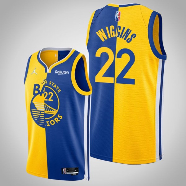 Andrew Wiggins Golden State Warriors Split Edition 22 Gold Royal Jersey NBA 75TH