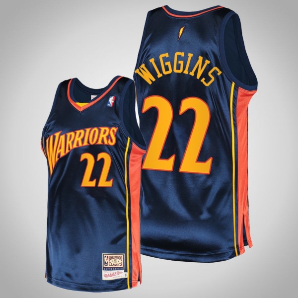 Golden State Warriors #22 Andrew Wiggins Navy Hard...