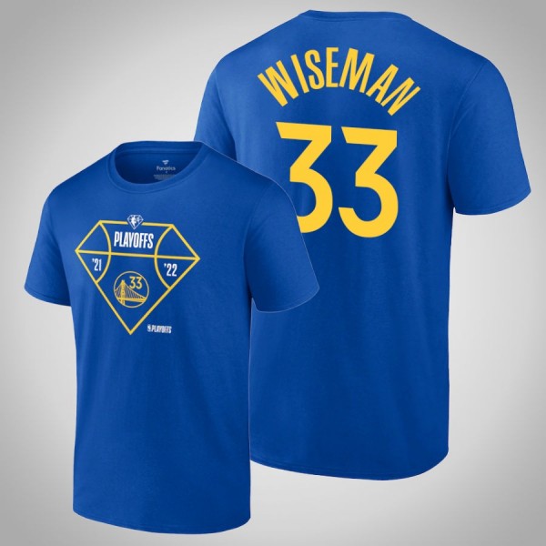 Golden State Warriors #33 James Wiseman Royal 2022 NBA Playoffs Diamond Tip Off T-Shirt