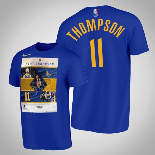 Klay Thompson Golden State Warriors #11 Royal T-Shirt Dub Stars HighligHihts Player Graphic