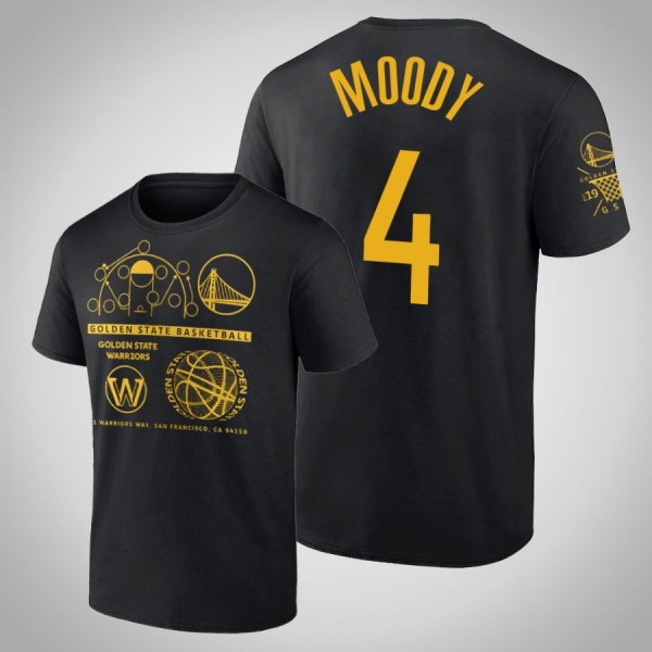 Moses Moody Golden State Warriors #4 Black T-Shirt...