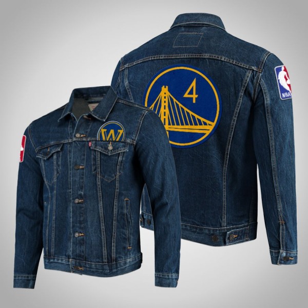 Golden State Warriors Moses Moody Blue Jacket #4 Team Logo Trucker Denim