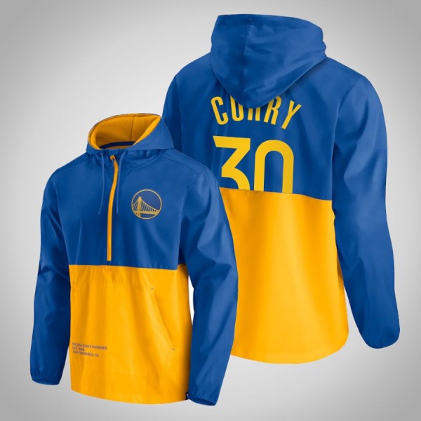 Stephen Curry Golden State Warriors Anorak Block Party Windbreaker Half-Zip Royal Gold Jacket