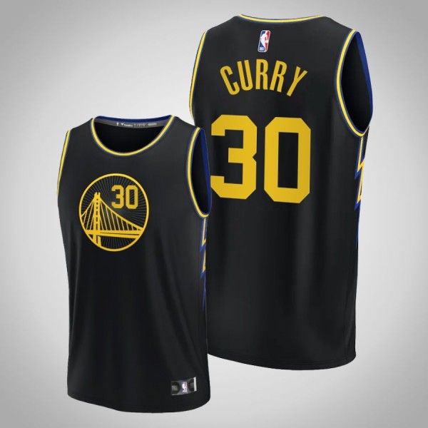 Golden State Warriors Stephen Curry #30 Black Repl...