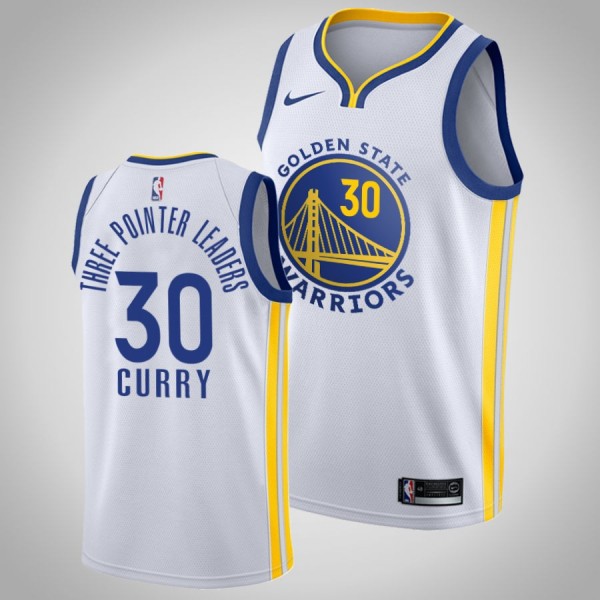 Stephen Curry 3 Point Leaders Warriors White #30 J...