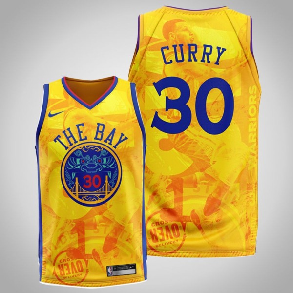 Stephen Curry Fashion Edition Warriors Yellow #30 Jersey The Bay Chinese