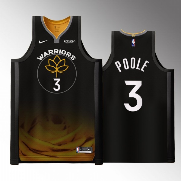 Golden State Warriors #3 Jordan Poole Black Authen...