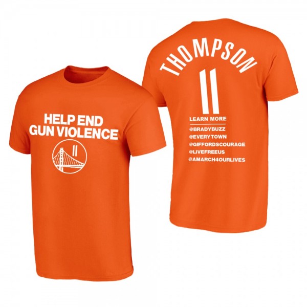 Golden State Warriors End Gun Violence Klay Thompson Orange Honor Hadiya T-Shirt Unisex