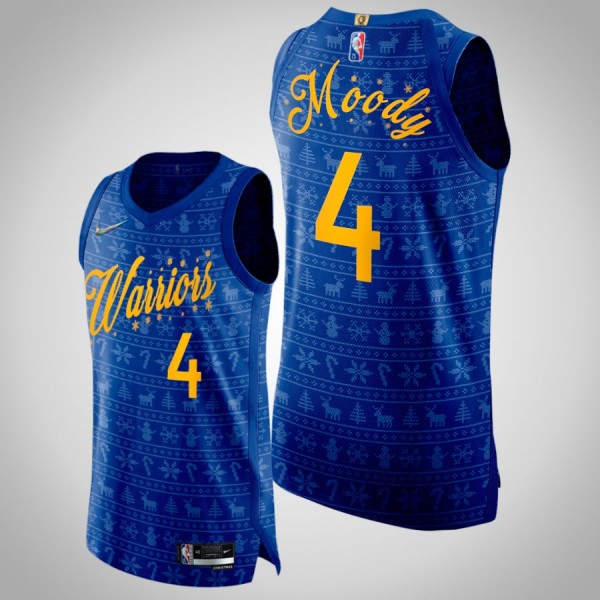 Golden State Warriors Moses Moody Christmas Night Royal #4 Jersey Holiday Gift
